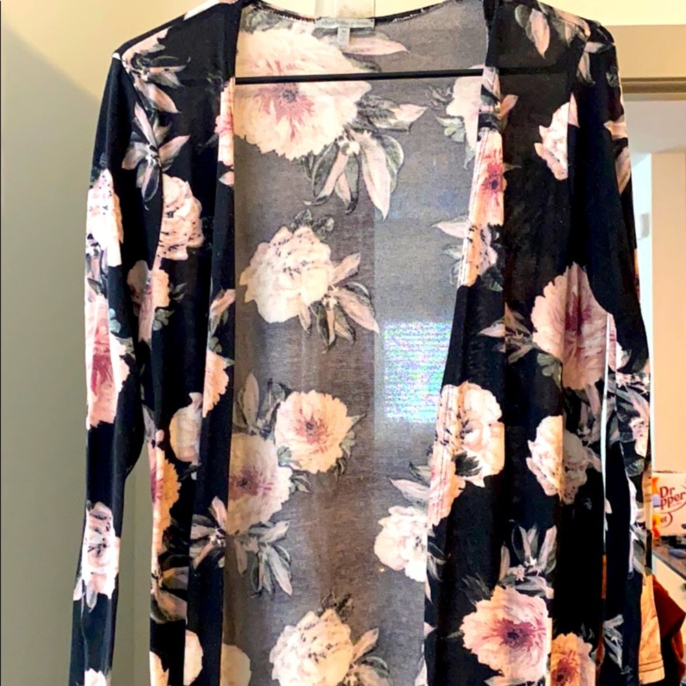 Floral long cardigan